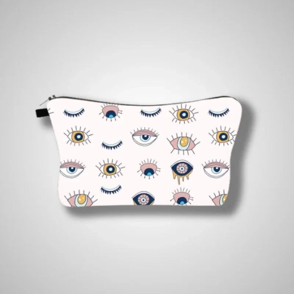 Pink pencil case with eyes