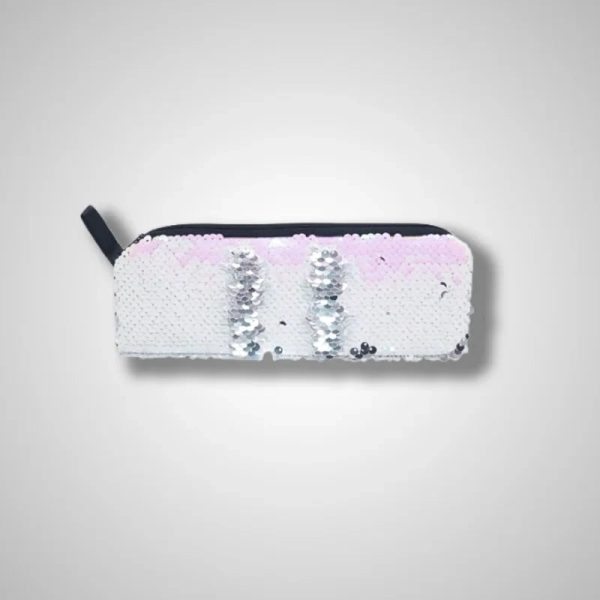 Pretty white sequin pencil case