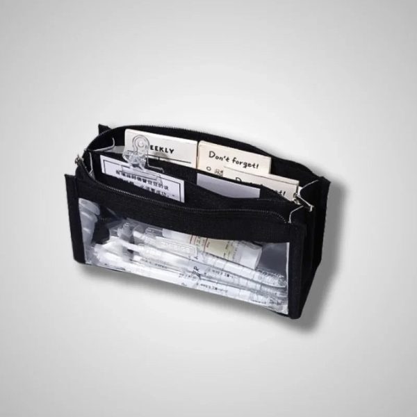 Three-compartment pencil case